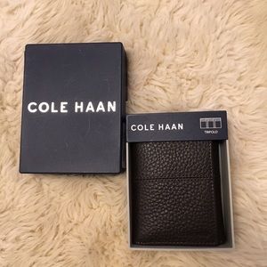 Cole Hann  leather Dark Brown Trifold Wallet